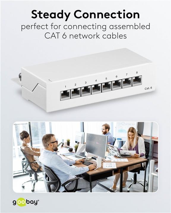 Produktbild Goobay CAT 6 Mini/Desktop Patch Panel, 8 Port, Weiss