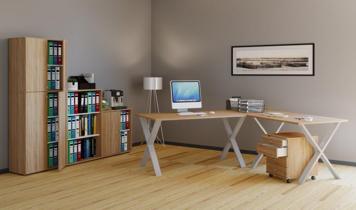 Actual product image VCM Office furniture corner desk Lona depth 50 cm X silver (76 x 130 x 130 x 50 cm)