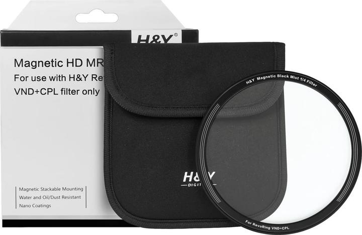 Actual product image H&Y Black Mist Magnetic 1/4 Clip-on Filter for REVORING 46-62mm (62 mm, Black Mist Filter)