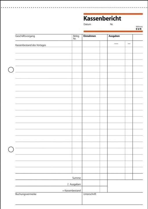 Produktbild Sigel Kassenbericht/Bestandsrechnung Formularbuch (50 x)