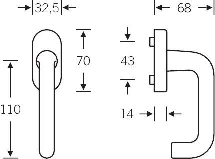 Actual product image Magni Window handle, oval, stainless steel 34 1070, pin 24-38mm (Door handle)