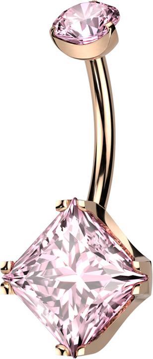 Star Piercing Banane Innengewinde rosegold runder Kristall rosegold gefasst und quadrat Kristall pink gefasst (ohne Messing, Titan G23)