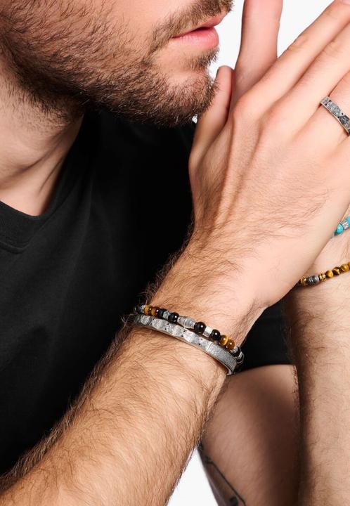 Immagine prodotto Thomas Sabo Bangle Design sfaccettato con pietre nere Argento (17.50 cm, Argento 925, Annerito)