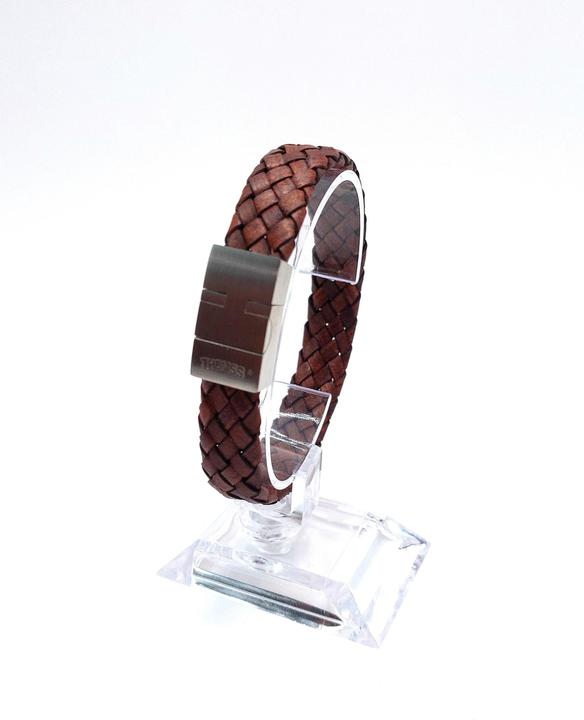 Thomss Lederarmband No.14 Unisex Leder Braun & Edelstahlverschluss Umfang 20.5cm (20.50 cm, Edelstahl, 100% Leder)