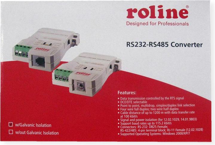 Immagine prodotto Roline Convertitore RS232-RS485, con galvan. Isolamento