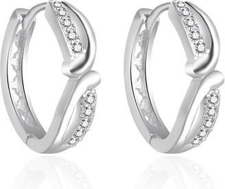 Agato - Silver hoop earrings with zircons AGT-E058KW