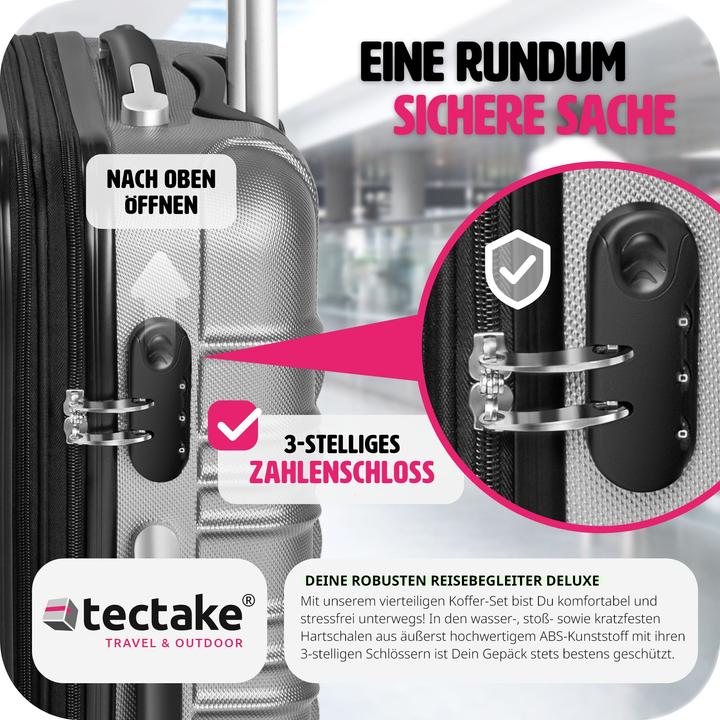 Immagine prodotto tectake Set di valigie rigide (106 l, Bagaglio a mano (fino a 50 litri), M (50 - 90l), L (90 - 115l))