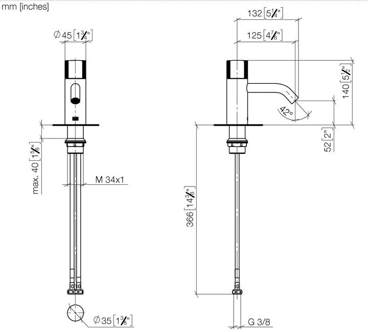 Produktbild Dornbracht META PURE Waschtisch-Einhandbatterie ohne Ablaufgarnitur, Ausladung 125 mm