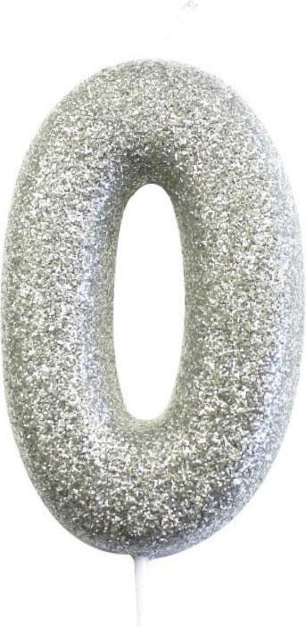 Produktbild Anniversary House Zahlenkerze 0 Silber Glitzer (1 x)