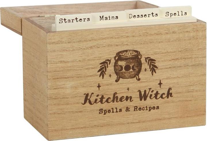Actual product image Something Different Recipe Box Kitchen Witch From Wood