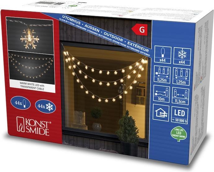 Actual product image Konstsmide LED light curtain snowflakes, 44 LED, 1.25 m, outdoor (1.25 m)