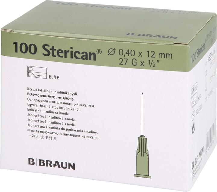 B.Braun Nadel 27G 0.40 x 12mm grau Luer, 100 Stück