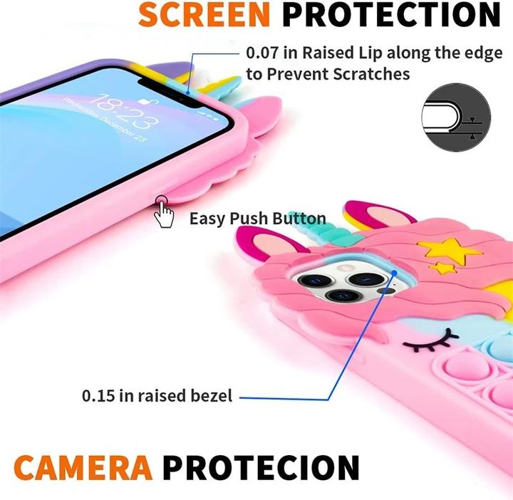 Image du produit RPD iPhone 13 Pro - Licorne Pop-It Cover, Silicone Backcase en Violet, Jaune, Rose (Apple iPhone 13 Pro)