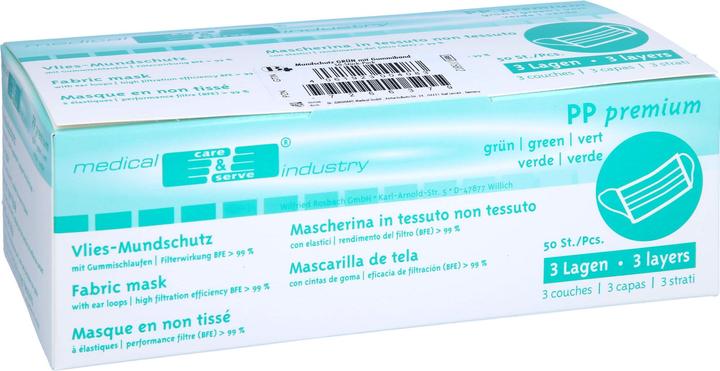 Produktbild Dr. Junghans Mundschutz grün mit Gummiband, 50 St