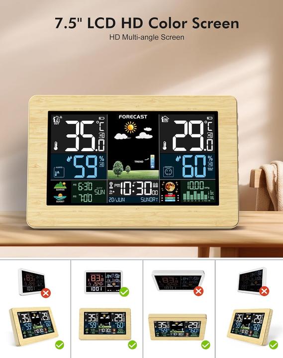 Produktbild Haoyao Funk-Wetterstation mit Aussensensor und Farbdisplay
