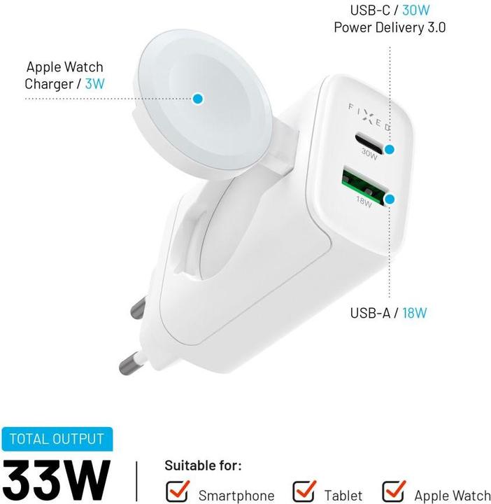 Produktbild Fixed - MagFlip USB-C Charger 33W Apple Watch/USB-C/USB-A (33 W)