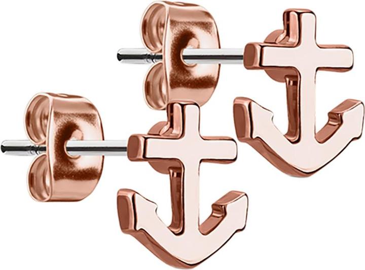 Star Piercing Ohrstecker Anker rosegold (Messing, Chirurgenstahl 316L)