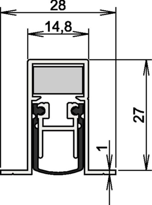 Immagine prodotto Athmer Guarnizione per porta Schall-Ex® DUO L-15/28 OS 1-404 2 lati Lunghezza 708 mm Alluminio anodizzato