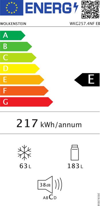 Energy Label Wolkenstein Refrigerator and freezer combination WKG257.4NF EB WxHxD 54 x 177.20 x 54 cm (246 l)