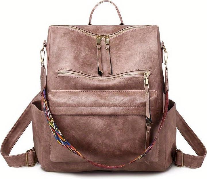 Immagine prodotto Only-Bags.Store Borsa zaino retrò, borsa a tracolla a due vie con tracolla Boho, zaino scuola in pelle vegana