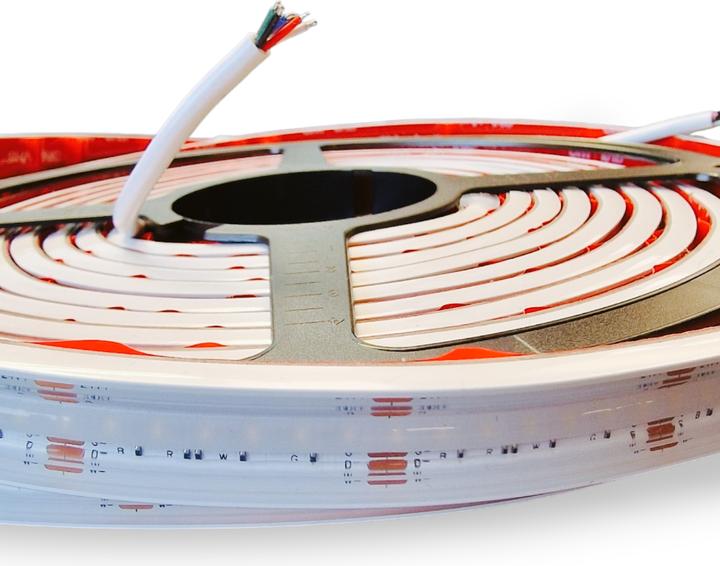 Actual product image MW HiluX RGBW COB LED Strips - 24V - 16W - 620lm/m - RGB+2700K - CRI90+ - 5m - IP67 (500 cm, Outdoor)