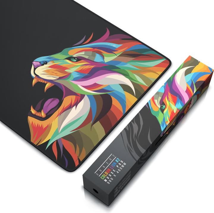 Immagine prodotto Titanwolf Tappetino per mouse da gioco, 900 x 400 mm XXL, migliora la precisione e la velocità, colore Lion 2 (XXL)