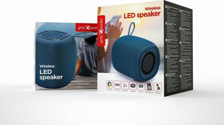 Actual product image Gembird Bluetooth LED speaker blue (4 h, Rechargeable battery operated)