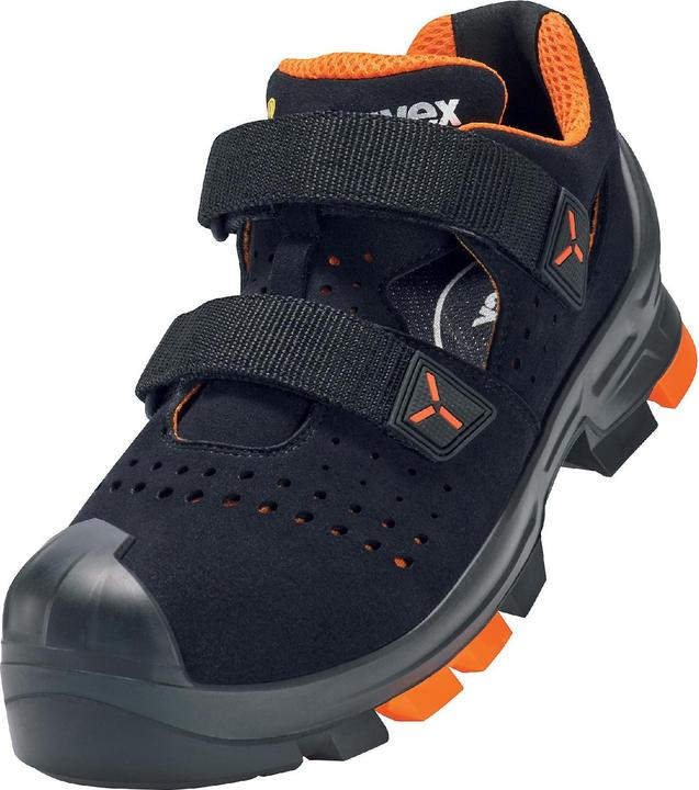 Actual product image Uvex Safety 2 Sandals S1P 65003 black, orange width 12 size 49 (S1P, 49)