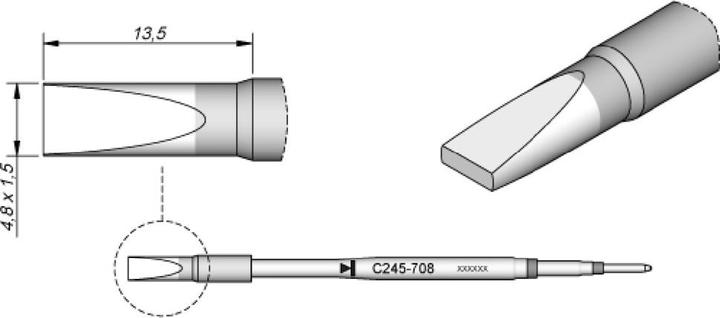 Produktbild JBC Lötspitze Serie C245 Meisselform, C245708/4,8 x 1,5 mm, gerade