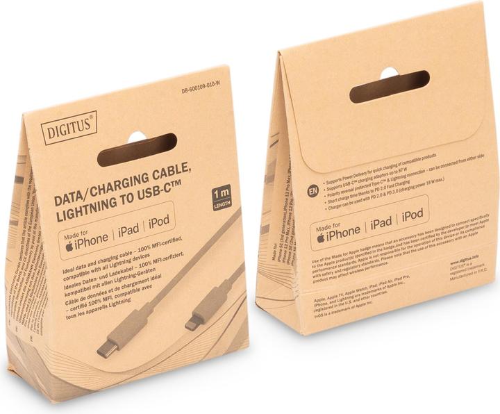 Produktbild Digitus Daten- / Ladekabel, USB-C - Lightning, MFI (1 m, USB 2.0, 18 W)