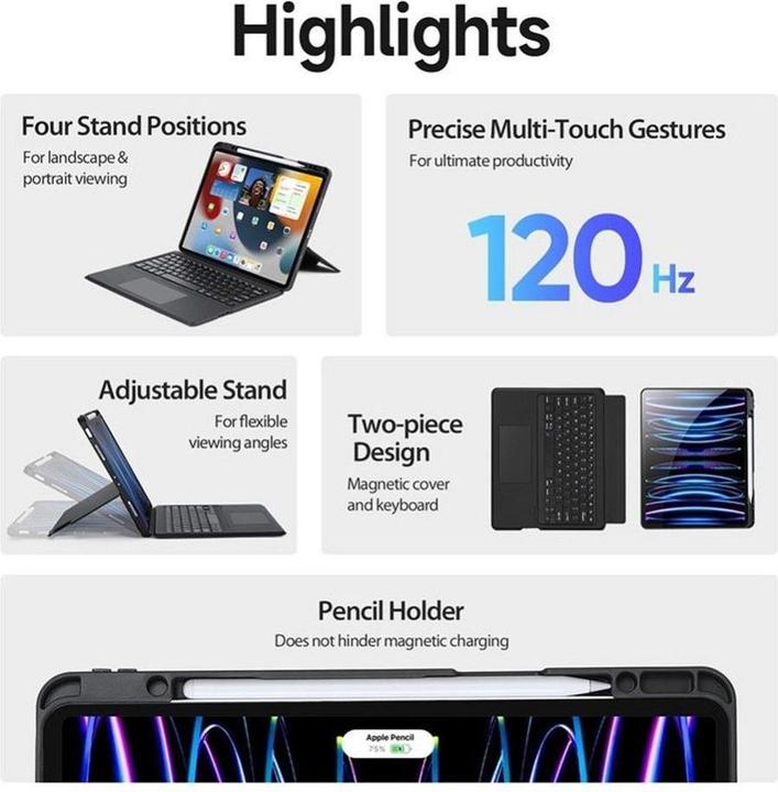 Image du produit Dux Ducis Étui pour clavier de la série DK (US, iPad Pro 12.9 2020 (4. Gen), iPad Pro 12.9 2021 (5ème génération), iPad Pro 12.9 2022 (6e génération))