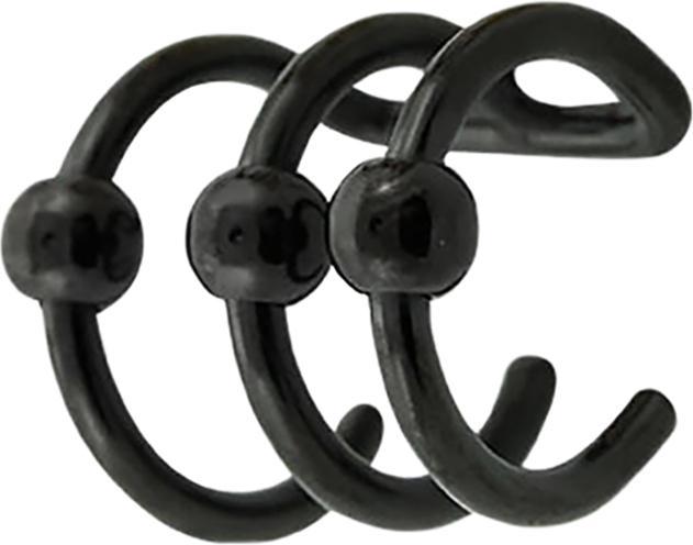 Star Piercing Fake Ear Cuff schwarz mit 3 Ringen und Kugel (Chirurgenstahl 316L mit 3 Ringen und Kugel)