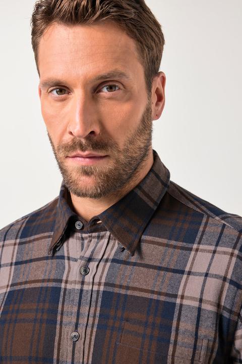 Produktbild JP1880 Karo-Flanellhemd, Langarm, verdeckter Buttondown-Kragen, Modern Fit (8XL)