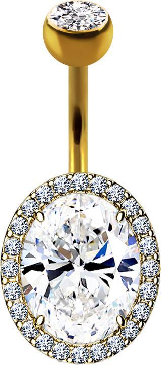 Immagine prodotto Star Piercing Banana placcata in oro 14k con scudo ovale (Ottone, Acciaio chirurgico 316L)