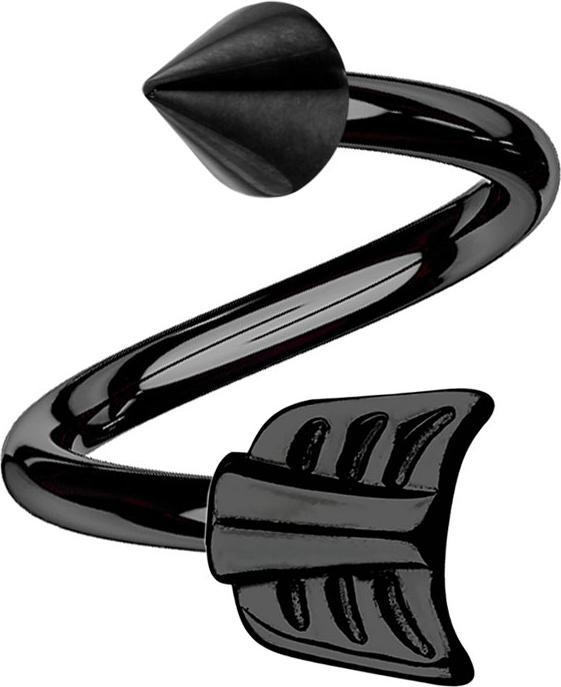 Immagine prodotto Star Piercing Micro spirale nera con cono e freccia (Acciaio chirurgico 316L)