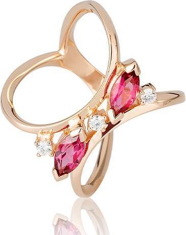 Breuning RING - E.ROSA TURMALIN/Brill. 0,15 Ct. H/si (48, 585/14 K Gold)
