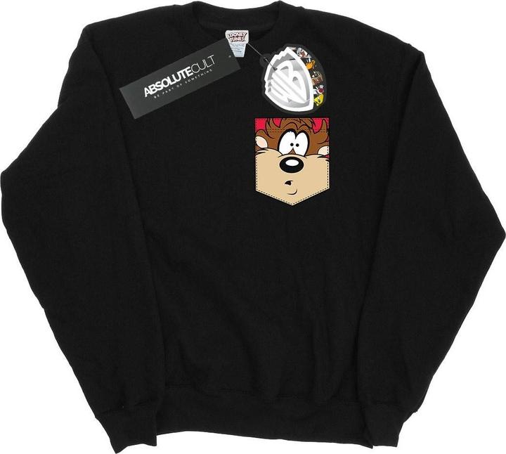 Looney Tunes Tasmanian Devil Face Faux Pocket Sweatshirt (M)