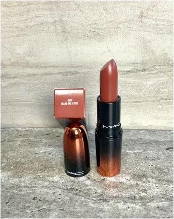 Actual product image MAC Cosmetics Love Me Lipstick (406 Make Me Care Burnt Orange Red)
