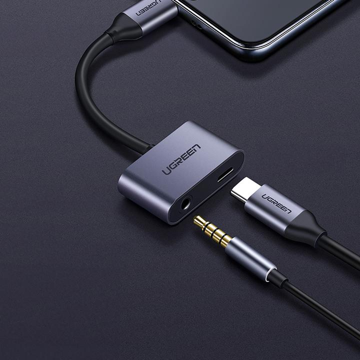 Image du produit Ugreen Adaptateur USB-C vers audio 3.5mm + USB-C femelle (USB Type C, Prise de 3,5 mm, USB Type C)