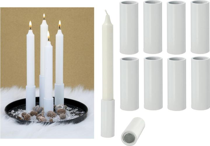 Image du produit Novaliv 8x Porte-bougie pour bougies candle holder magentisch BLANC 2,8x7,5cm Décoration de salon