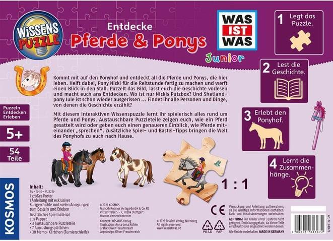 Immagine prodotto Kosmos Puzzle di conoscenza WAS IST WAS Junior - Scopri la fattoria dei pony (54 pezzi)
