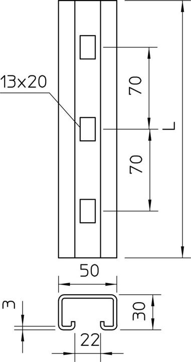 Immagine prodotto OBO Bettermann Profilo perforato, larghezza fessura 22mm 6349463