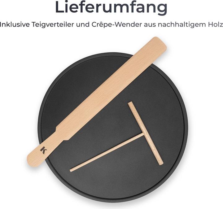 Produktbild KLAMER Crepes Maker, Grosse Backfläche mit 33cm Ø antihaftbeschichtete Platte, 1500W