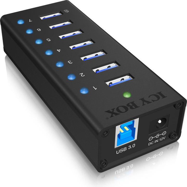 Icy Box Ib-Ac618 (USB-B, 7 Porti)