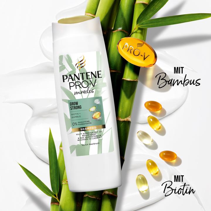 Produktbild Pantene Miracles Grow Strong Shampoo Mit Biotin Und Bambus, 250 ml (250 ml, Flüssiges Shampoo)