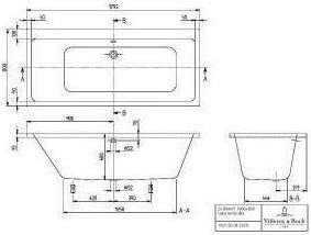 Produktbild Villeroy & Boch V&B Whirlpoolsystem SUBWAY m BW R-eck 180x80 Tech. Pos 1 we (180 l, 180 cm, 80 cm)