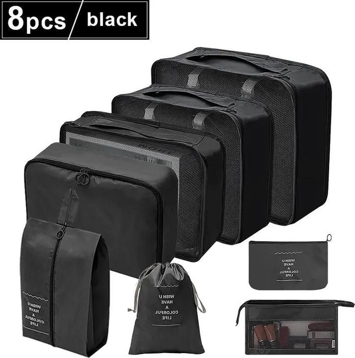 Only-Bags.Store 8 PCS Set Travel Organizer Aufbewahrungstaschen Kapazität Koffer Sortierung Organizer Set