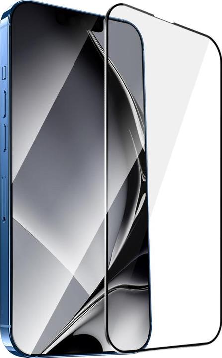 Actual product image OEM Tempered glass metal frame for iPhone 13 Pro Max 6,7" / 14 6,7" Plus black frame