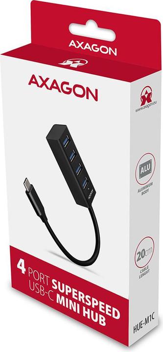 Produktbild Axagon HUE-M1C Superspeed USB-C Mini Hub, 4x USB 3.0 (USB-C, 4 Ports)