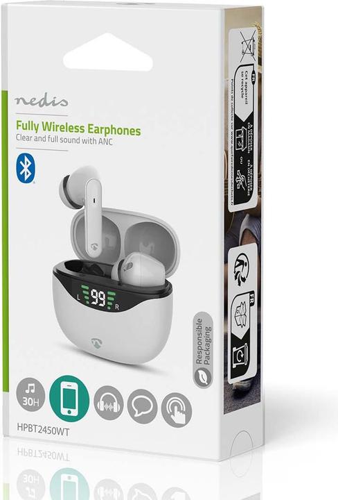 Produktbild Nedis Vollständig drahtlose Kopfhörer - ANC (Active noice Cancelling) - Bluetooth - max. Batteriespi (ANC, 30 h, Kabellos)